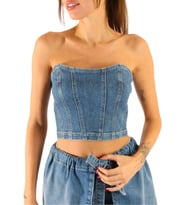 Denim Top Büstiyer - Mavi