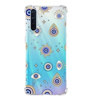PrintiFy Oppo A91 Uyumlu Nazar Boncuğu 5 Baskılı Şeffaf Köşe Korumalı Antişok Kılıf