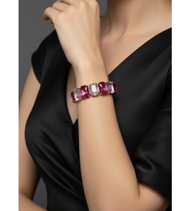 Valmont Accessories Kadın Altın Renk Pembe Baget Taşlı Bileklik