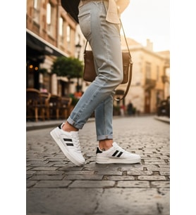 Enoch Günlük Spor Ayakkabı Kalın Tabanlı Sneaker 3 Çizgili ve Oluklu Tabanlı Unisex Court Modeli