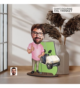 BK Gift Kişiye Özel Golf Oyuncusu Karikatürlü Büyük Boy Ahşap Biblo-7 Arkadaşa Hediye , Sevgiliye Hediye, Kişiye Özel Biblolar