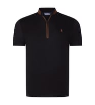 T8571 DEWBERRY FERMUARLI ERKEK T-SHIRT-DÜZ SİYAH