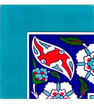 Armada Çini 20x20 cm KSK 21 Karanfil Desenli Çini Bordür Köşesi
