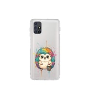Samsung Galaxy M51 ile Uyumlu Splash Kirpi Tasarımlı Şeffaf Silikon Kılıf