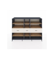 Kronos Dolap 9 Raflı 3 Çekmeceli  220x59x163 Antrasit-Çam/Aytaşı