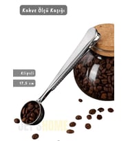 Klipsli Kahve Ölçü Kaşığı Paslanmaz Çelik Kahve Taze Saklama Çözümü 17,5 cm