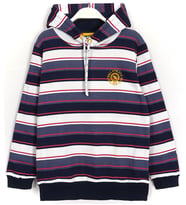 Çizgili Nakış Detaylı Kapüşonlu Erkek Çocuk Sweatshirt