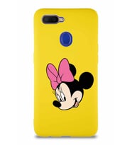 Oppo A5S Soft Premier Kapak Minnie Mouse-B Tasarımlı Silikon Kılıf - Sarı (Şeffaf)