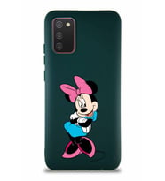 Samsung Galaxy A02S Soft Premier Kapak Minnie Mouse-D Tasarımlı Silikon Kılıf - Yeşil (Şeffaf)