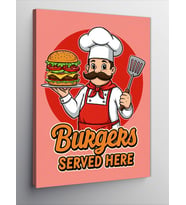 Kanvas Tablo Burger Ve Aşçı İllüstrasyonu
