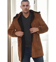 PLT9399 DEWBERRY SÜET GÖRÜNÜMLÜ ERKEK PALTO-AÇIK CAMEL