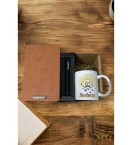 Kişiye Özel Defter & Kişiye Özel Kalem & Kişiye Özel Baskılı Kupa (Siyah - Kahverengi)