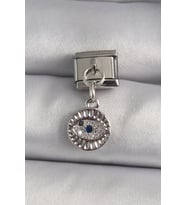 316L Çelik Gümüş Renk Sallantı Zirkon Taşlı Göz Model Nomination Charm 5886 - HPSBYI7451-29