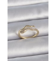 Pirinç Gold Renk Zirkon Taşlı Yılan Ayarlanabilir Model Kadın Yüzük