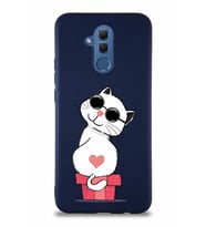 Huawei Mate 20 Lite Soft Premier Kapak Coolcat Tasarımlı Silikon Kılıf - Lacivert (Şeffaf)