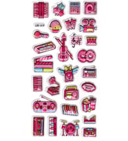 Sticker Kabartmalı Stiker Defter Planlayıcı Etiket (Lde019)-19x9cm - Pembe Müzik