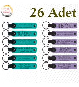 K Turkuaz & Mor Menekşe, 26’lı Set, İsim Yazılabilen Anahtarlık, Matematik Öğretmeninden Karne Anısı