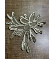 17X18 CM GÜPÜR ALTIN SARISI NAKIŞ İŞLEME YAPRAK DESEN APLİKE ARMA
