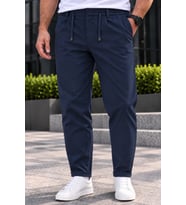 Erkek Battal Beden Diagonal Kumaş Jogger Pantolon