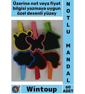 #Mandal Ahşap Mini Dekoratif Süsleme Fotoğraf Askı Fiyat Etiketi Tutucu Desenli Notlu Mandal 60 Adet