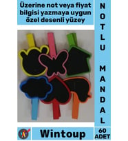 #Mandal Ahşap Mini Dekoratif Süsleme Fotoğraf Askı Fiyat Etiketi Tutucu Desenli Notlu Mandal 60 Adet