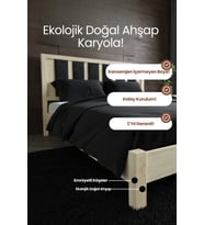 Ori̇on Model Siyah Puf Başlıklı Masif Ahşap Karyola Kolay Kurulum Fırınlanmış İthal Sibirya Çamı 90x190 Yatak Uyumlu
