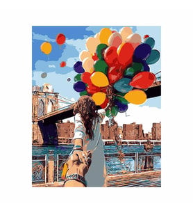 Romantizm ve Balonlar Sayılarla Boyama Seti 40x50 cm (Tuvale Gerili)