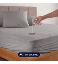 Gri Sıvı Geçirmez Alez - Tek-Çift Kişilik Alez - Mikrofiber Kumaş - Fitted(Yatağı Saran) Alez - Yatak Koruyucu Alez-Çarşaf(120x200)