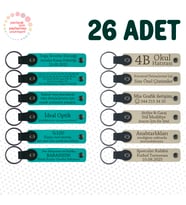 K Turkuaz & S Kahve, 26’lı Set, İsim Yazılabilen Deri Anahtarlık, Biyoloji Öğretmeninden Karne Anısı
