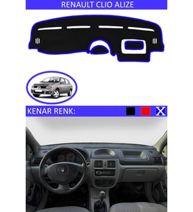 Renault Clio Alize İçin Uygun Torpido Koruma Halısı Siyah Kenar Renk Mavi