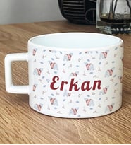 Kişiye Özel Tatlı Ayıcık Desenli Hediye Lüks Fincan Arkadaşa Hediye (Beyaz)