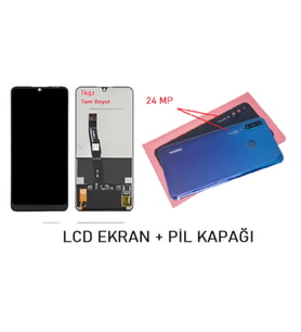 Huawei Uyumlu P30 Lite LCD Ekran + Arka Kapak 24 MP SİYAH