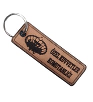 Özel Kuvvetler Komutanlığı Deri Anahtarlık  - Arma - Leather Key Holder (Bej)