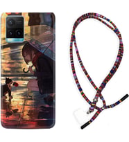 Vivo Y11S Y21S Y20 Y20S Y70 Kılıf Boyun Asklı Rasta Silikon Kız ve Kedi 1762