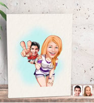 BK Gift Kişiye Özel Sevgililer Karikatürlü Dekoratif Mini Kanvas Tablo 15x20cm-30