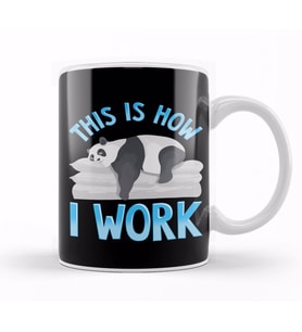 Cute & Funny This Is How I Work Lazy Panda Working Kupa Bardak Porselen