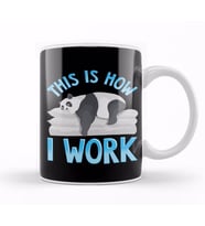 Cute & Funny This Is How I Work Lazy Panda Working Kupa Bardak Porselen