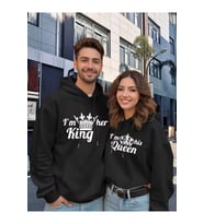Nevermind Sevgili Çift Kombin King And Queen Baskılı Özel Tasarım Kapüşonlu Sweatshirt 2li Set Takım (Siyah)