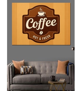 Kahve Çekirdeği Vintage Kafe Afişi  Dekoratif Kanvas - Mdf Ahşap Tablo