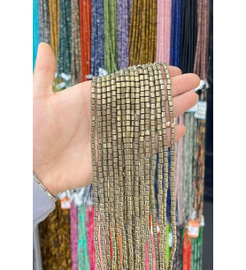 Hematit Taşı Silindir Kesim Parlak Antik Sarı 4x5mm Doğal Taş Dizi