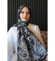 Damla Motif Desen Siyah Soft Pamuk Şal (Standart)