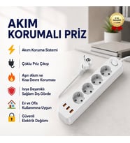 Akım Korumalı Çoklu Priz – Anahtarlı, Güvenli Elektrik Dağıtım Ünitesi