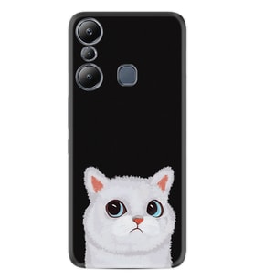 Infınix Hot 20i Kılıf Resimli Desenli Silikon Platinium Series White Cat 1835