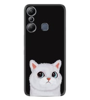 Infınix Hot 20i Kılıf Resimli Desenli Silikon Platinium Series White Cat 1835