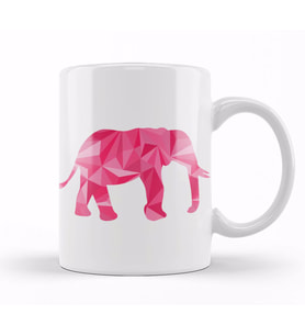 Geometric Animal Pink Elephant Kupa Bardak Porselen
