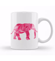 Geometric Animal Pink Elephant Kupa Bardak Porselen