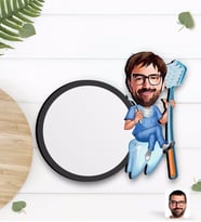 BK Gift Kişiye Özel Erkek Diş Hekimi Karikatürlü Ahşap Bardak Altlığı-2