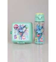 "DEKOMUS CEP DEFTERİ HEDİYELİ" LİSANSLI STITCH 500 ML MATARA VE 2 KATLI BESLENME KABI YEMEK SETİ