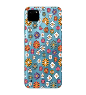 Realme C21Y/C25Y Uyumlu Çiçek Desenli Şeffaf Telefon Kılıfı