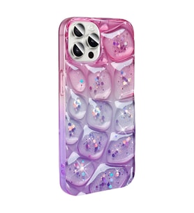Lexroo iPhone 14 Pro Max Kılıf Simli 3D Desenli Hacar Kılıf - Pembe-Mor